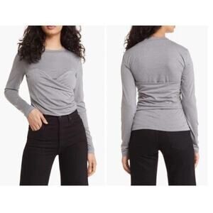 Vero Moda Nelly Ruched Knit Top, Heather Gray, Sz. L